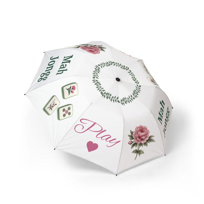 Mah Jongg Floral Play Foldable Umbrella -For Rainy Mah Jongg games or travel