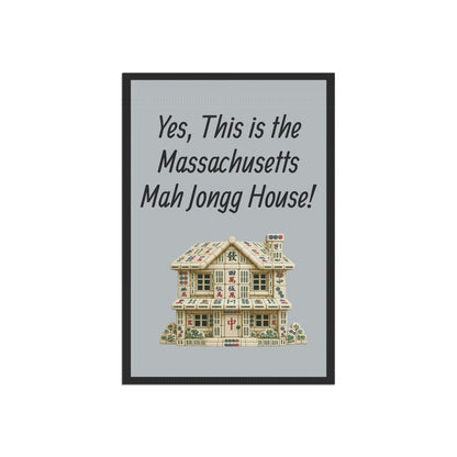 Mah Jongg Flag: "Yes, This Is the Massachusetts Mah Jongg House!"-  Gray Outdoor Flag