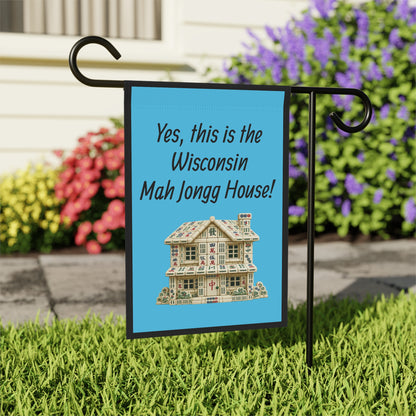 Mah Jongg :"Yes, This Is the Wisconsin Mah Jongg House!" Blue Mah Jongg Flag