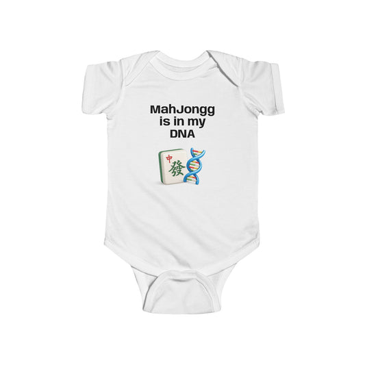Mah Jongg is in my DNA Infant Bodysuit | Mah Jongg tile and DNA graphic  Onesies- For Mah Jongg Games or Family Gatherings