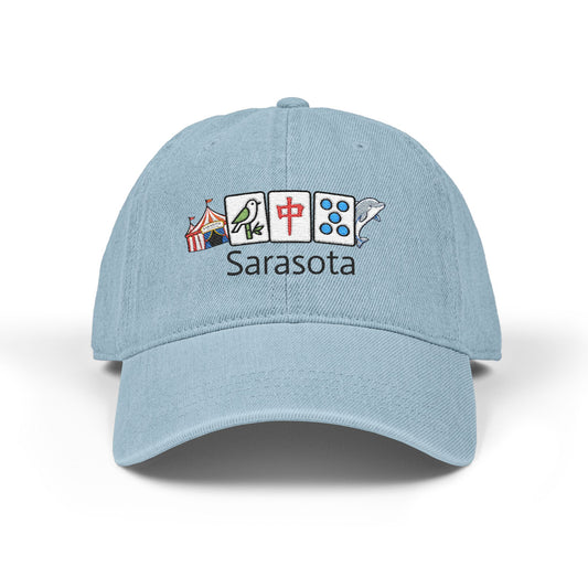 Mah Jongg Sarasota Embroidered  Jean Hat - For MahJong Players