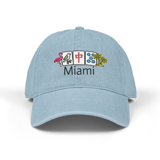 Mah Jongg Miami Embroidered  Jean Hat - For MahJong Players