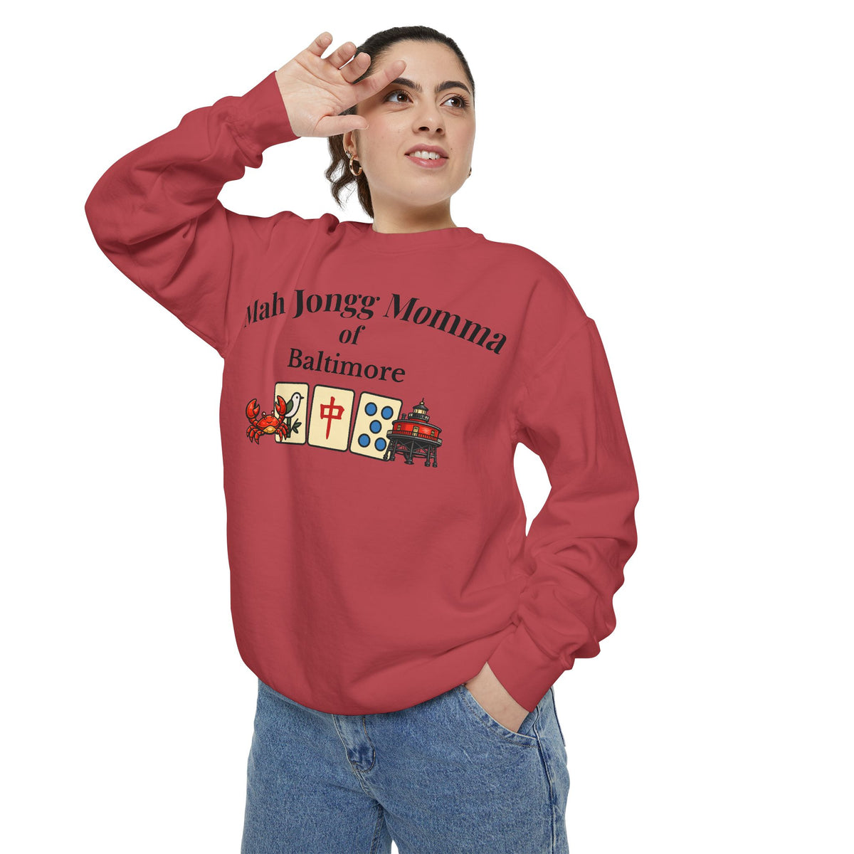Mah Jongg Momma of Baltimore Crewneck Sweatshirt - Mahjong Tournament Sweatshirt