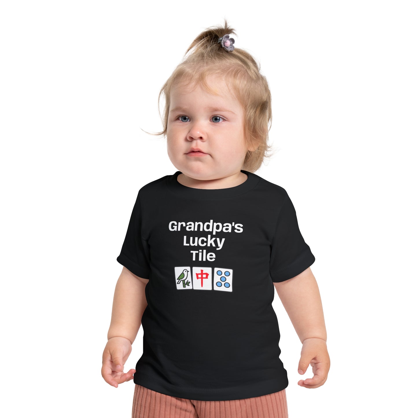 Grandpa's Lucky Tile Baby T-Shirt - Cute Mahjong Infant Tee