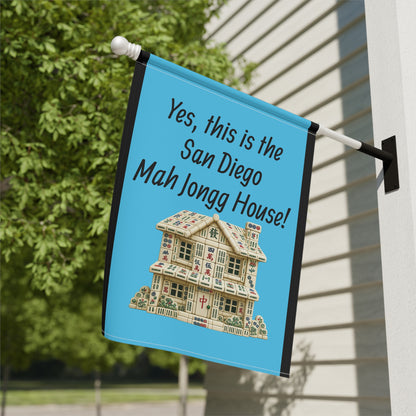 Mah Jongg :"Yes, This Is the San Diego Mah Jongg House!" Blue Mah Jongg Flag