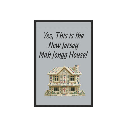 Mah Jongg Flag: "Yes, This Is the New Jersey Mah Jongg House!"-  Gray Outdoor Flag