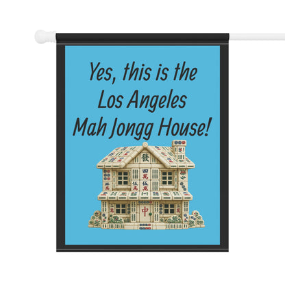 Mah Jongg :"Yes, This Is the Los Angeles Mah Jongg House!" Blue Mah Jongg Flag