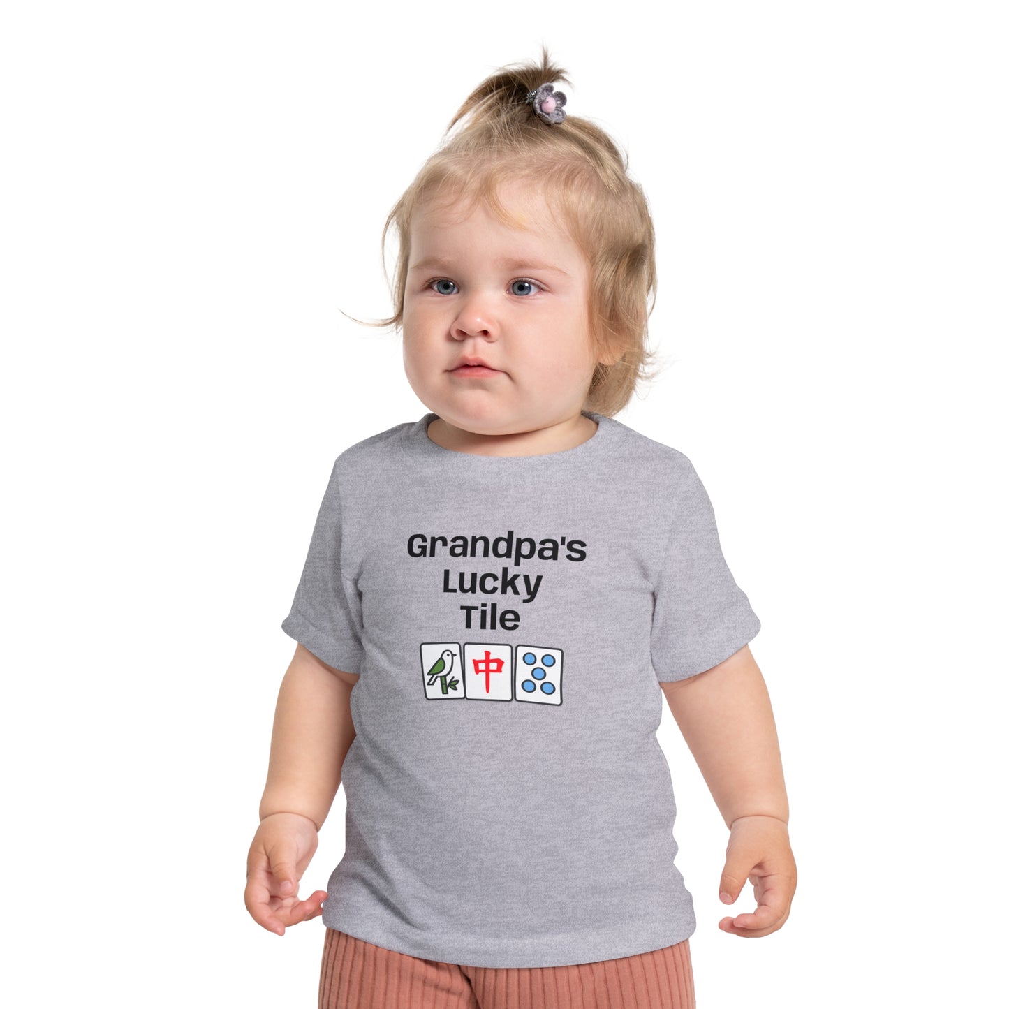 Grandpa's Lucky Tile Baby T-Shirt - Cute Mahjong Infant Tee