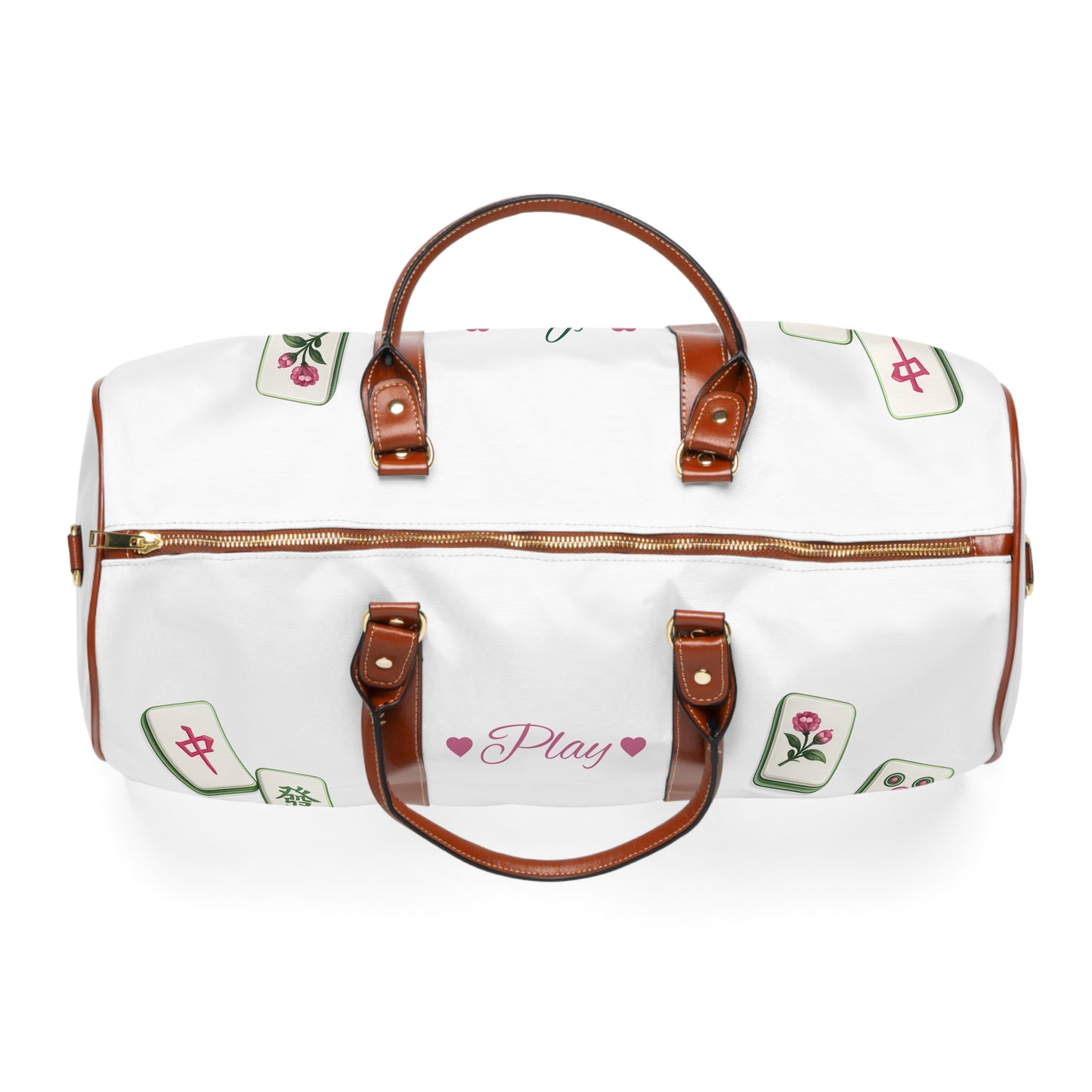 Mahjong Travel Bag — Waterproof Mahjong Duffle with Floral Tiles ("Mah Jongg Ready")