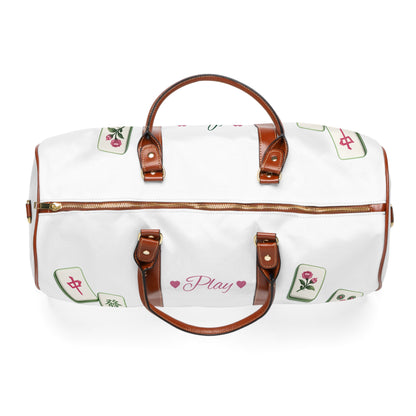 Mahjong Travel Bag — Waterproof Mahjong Duffle with Floral Tiles ("Mah Jongg Ready")