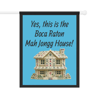 Mah Jongg :"Yes, This Is the Boca Raton Mah Jongg House!" Blue Mah Jongg Flag
