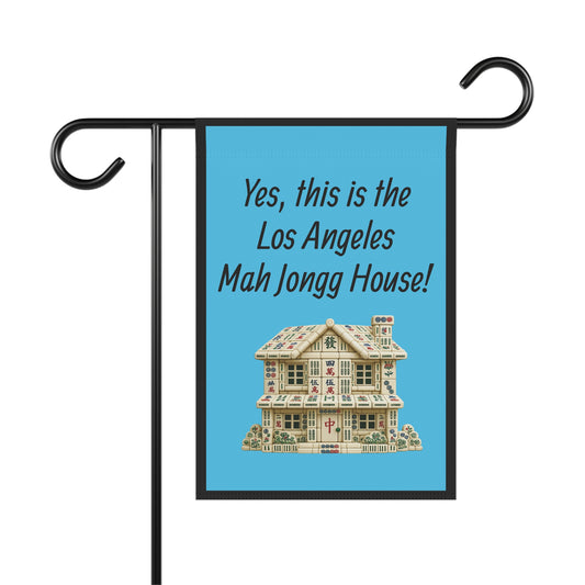 Mah Jongg :"Yes, This Is the Los Angeles Mah Jongg House!" Blue Mah Jongg Flag