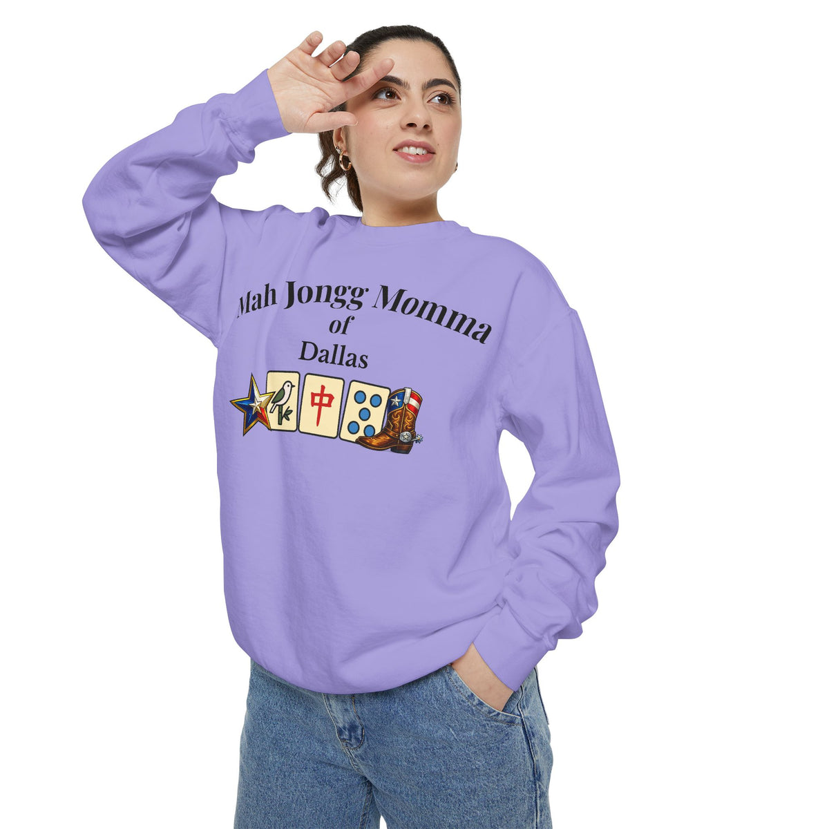 Mah Jongg Momma of Dallas Crewneck Sweatshirt - Mahjong Tournament Sweatshirt