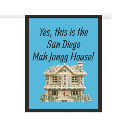Mah Jongg :"Yes, This Is the San Diego Mah Jongg House!" Blue Mah Jongg Flag