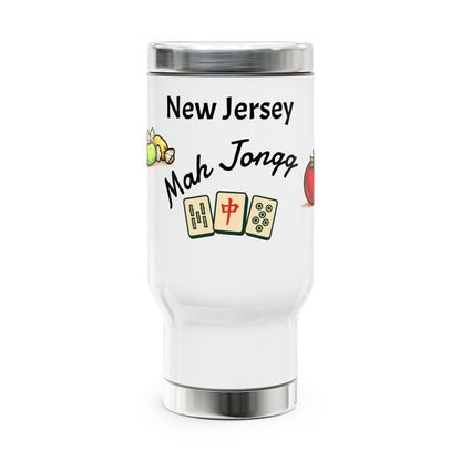 New Jersey Mah Jongg travel mug | 14oz stainless steel travel mug with handle