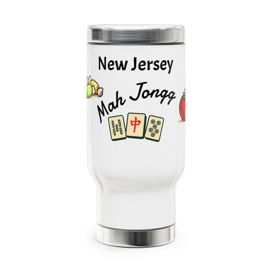 New Jersey Mah Jongg travel mug | 14oz stainless steel travel mug with handle