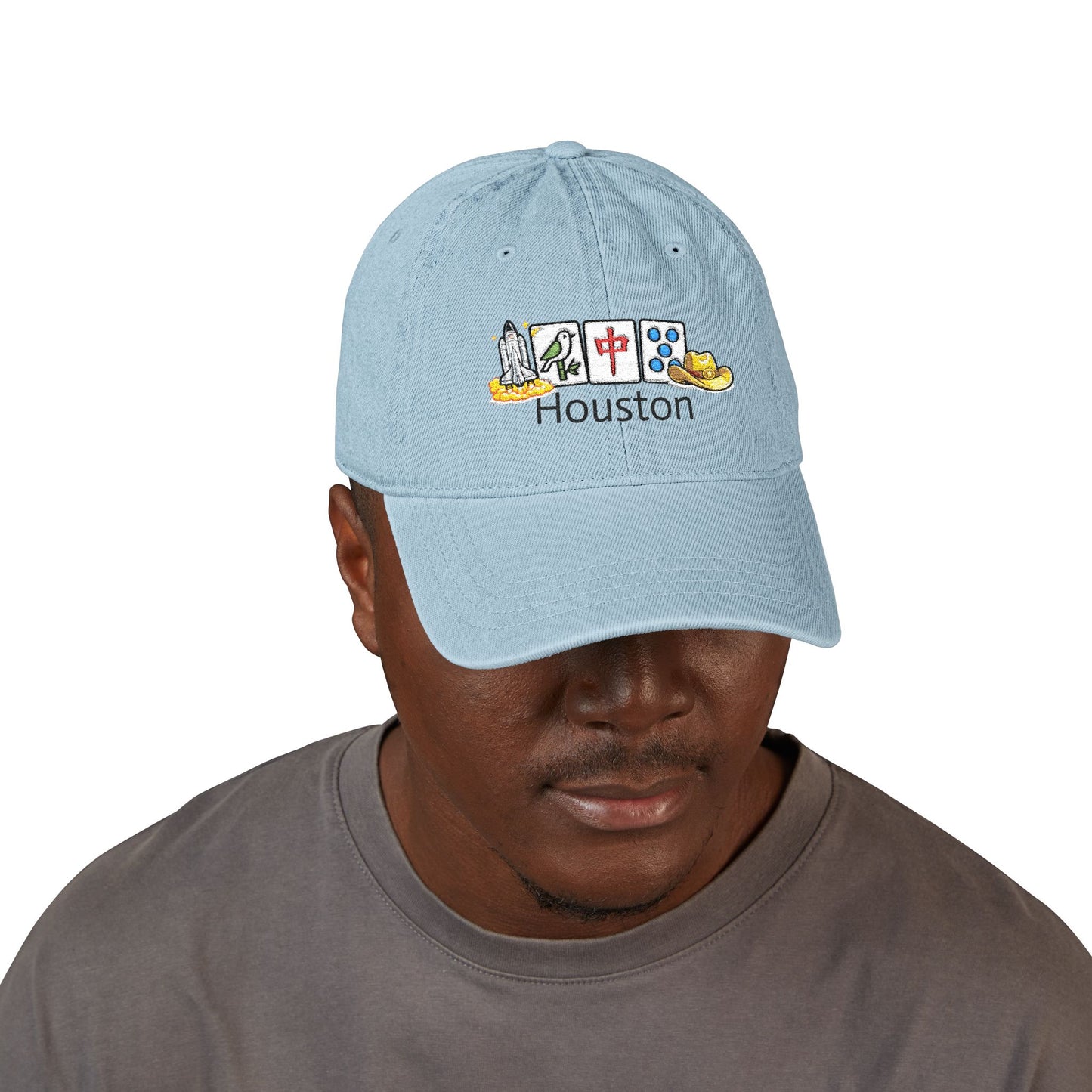 Mah Jongg Houston Embroidered  Jean Hat - For MahJong Players
