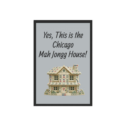 Mah Jongg Flag: "Yes, This Is the Chicago Mah Jongg House!"-  Gray Outdoor Flag