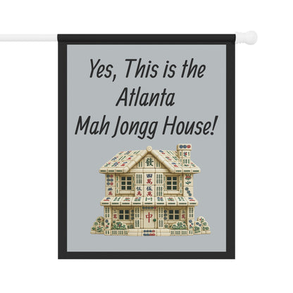 Mah Jongg Flag: "Yes, This Is the New Jersey Mah Jongg House!"-  Gray Outdoor Flag