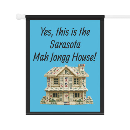 Mah Jongg :"Yes, This Is the Sarasota Mah Jongg House!" Blue Mah Jongg Flag