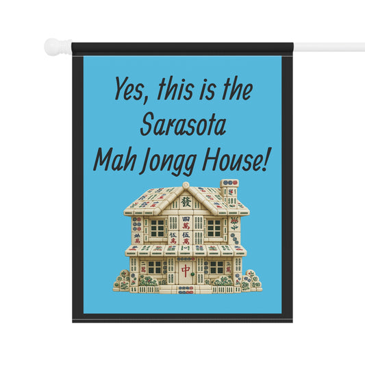 City Mah Jongg :"Yes, This Is the Mah Jongg House!" Blue Mah Jongg Flag