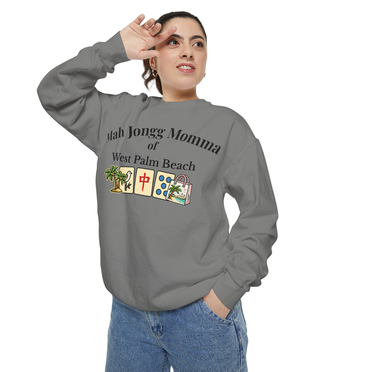 Mah Jongg Momma of West Palm Beach Crewneck Sweatshirt - Mahjong Tournament Sweatshirt