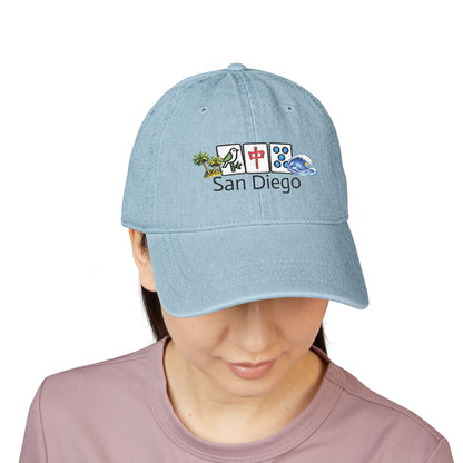 Mah Jongg San Diego Embroidered  Jean Hat - For MahJong Players
