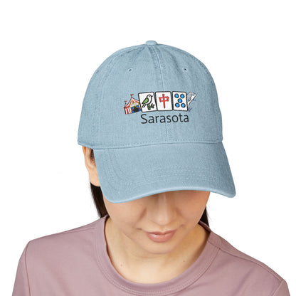 Mah Jongg Sarasota Embroidered  Jean Hat - For MahJong Players