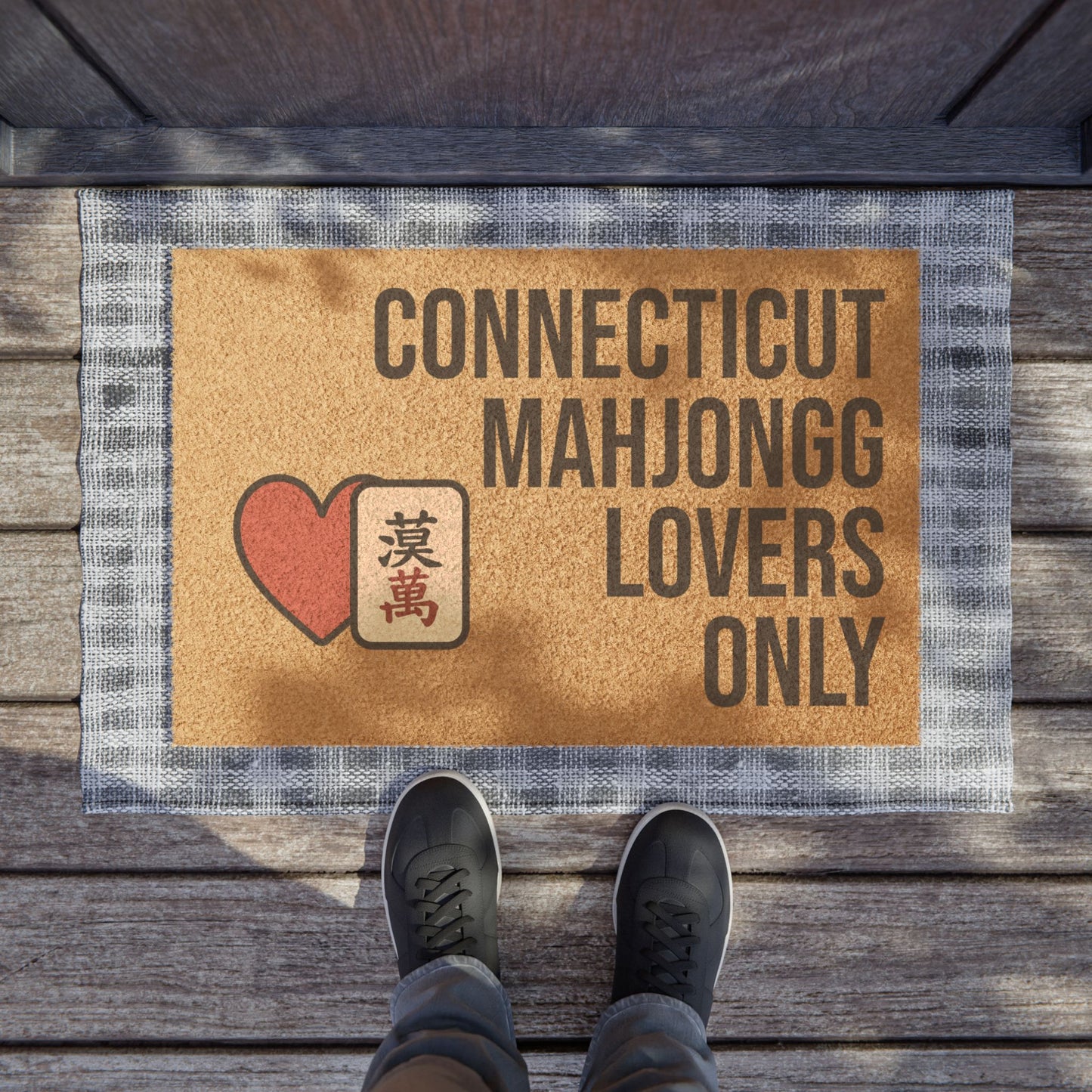 Connecticut Mahjongg Lovers Only Doormat | Customized City, State or Hometown Option - Perfect for Mah Jongg Game Night
