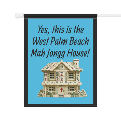 Mah Jongg :"Yes, This Is the West Palm Beach Mah Jongg House!" Blue Mah Jongg Flag
