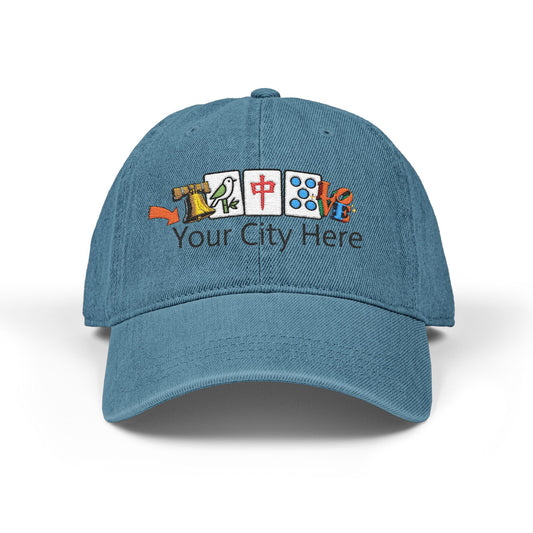 City Mah Jongg Embroidered  Jean Hat - For MahJong Players
