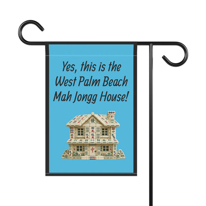 Mah Jongg :"Yes, This Is the West Palm Beach Mah Jongg House!" Blue Mah Jongg Flag
