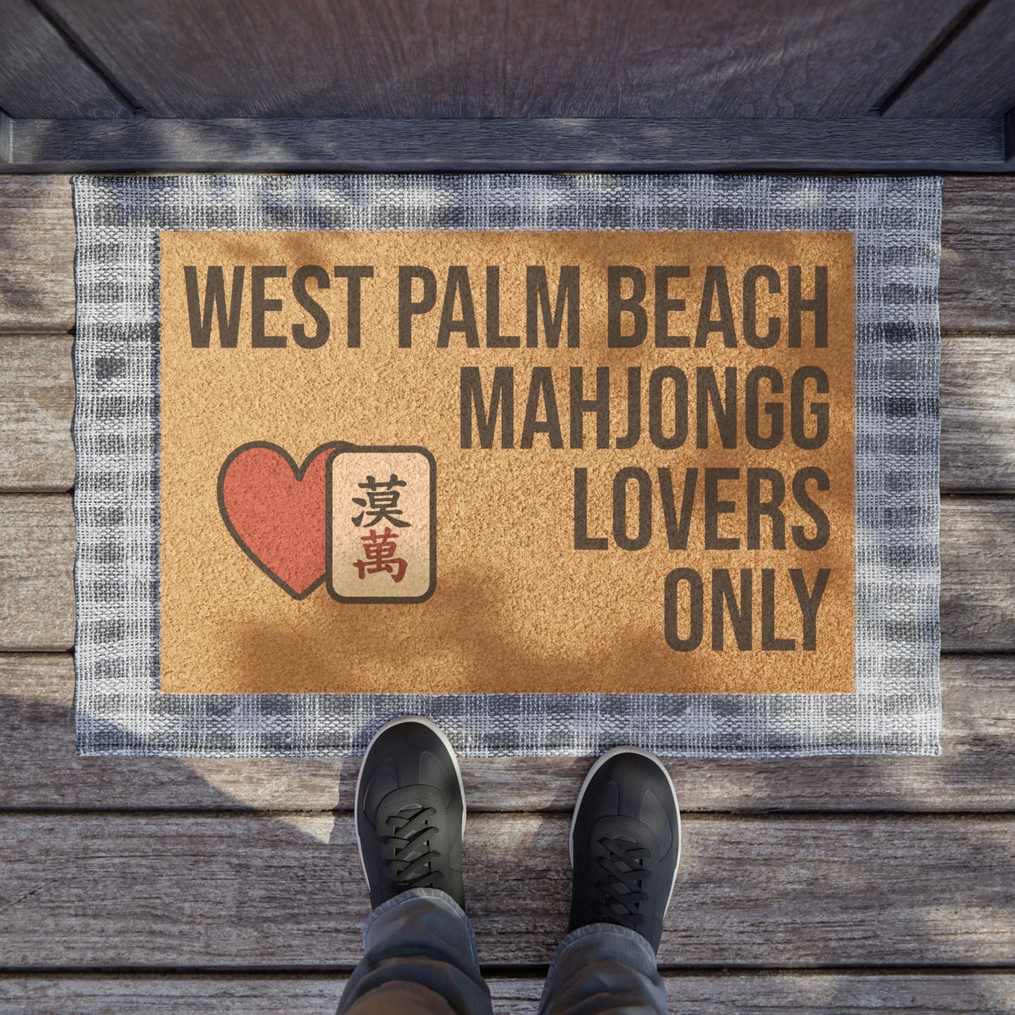West Palm Beach Mahjongg Lovers Only Doormat | Customized City, State or Hometown Option - Perfect for Mah Jongg Game Night