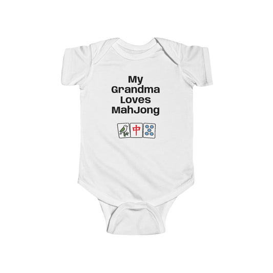 Mah Jongg - My Grandma Loves Mahjong Infant Bodysuit | Mah jong Tiles Baby Onesie
