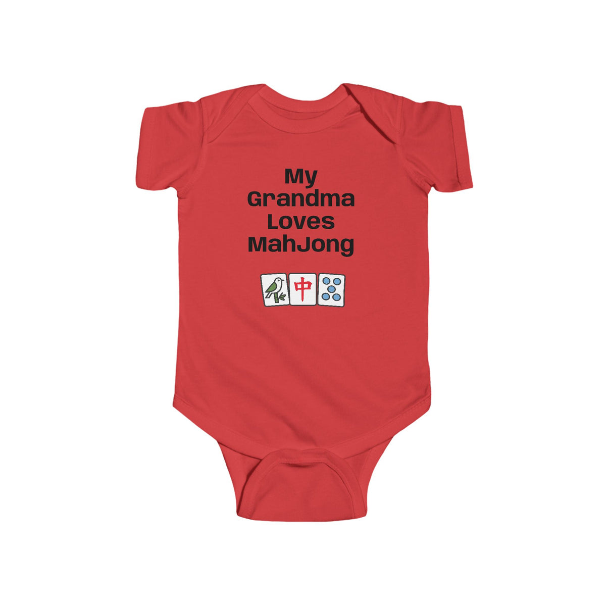 Mah Jongg - My Grandma Loves Mahjong Infant Bodysuit | Mah jong Tiles Baby Onesie