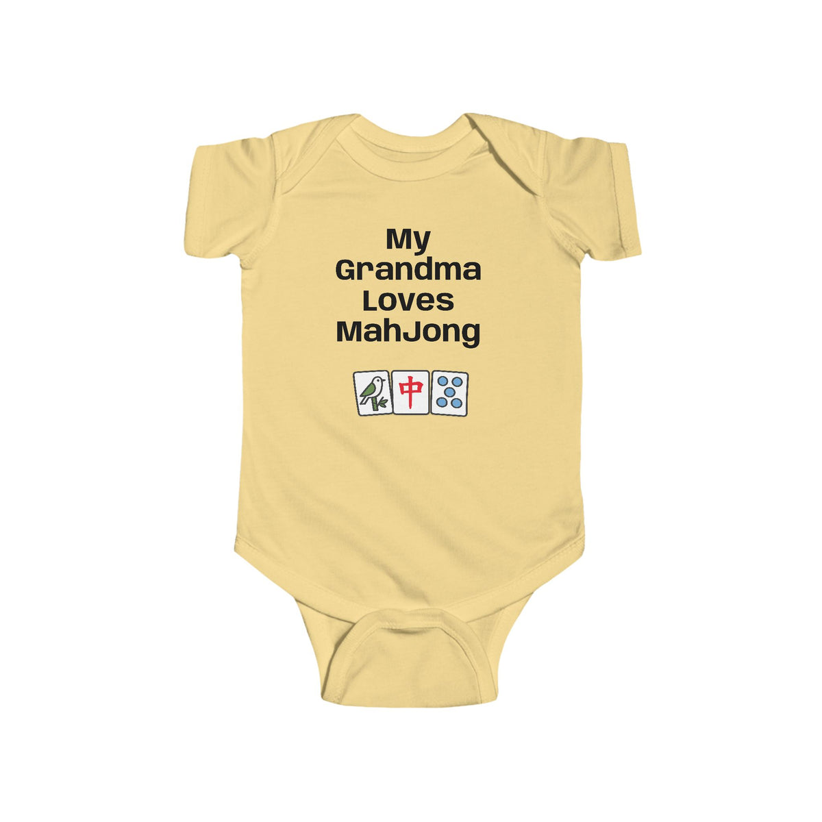 Mah Jongg - My Grandma Loves Mahjong Infant Bodysuit | Mah jong Tiles Baby Onesie