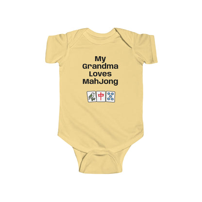 Mah Jongg - My Grandma Loves Mahjong Infant Bodysuit | Mah jong Tiles Baby Onesie