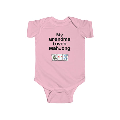 Mah Jongg - My Grandma Loves Mahjong Infant Bodysuit | Mah jong Tiles Baby Onesie
