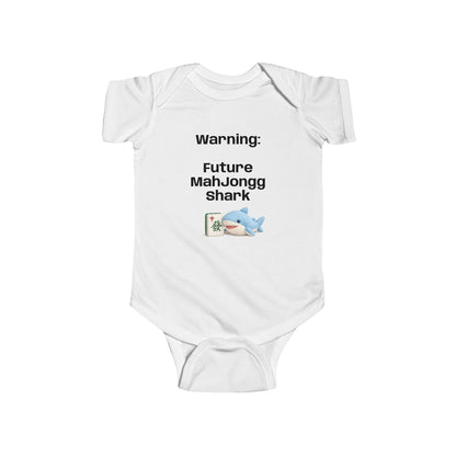 Future Mah Jongg Shark Bodysuit, Baby Onesie with Mahjong Tile Graphic, For Game Day or Family Outings