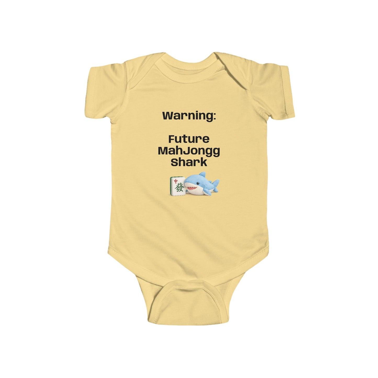 Future Mah Jongg Shark Bodysuit, Baby Onesie with Mahjong Tile Graphic, For Game Day or Family Outings