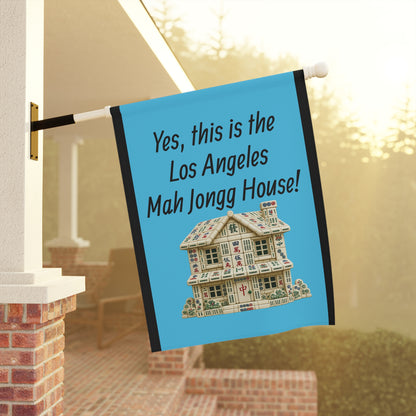 Mah Jongg :"Yes, This Is the Los Angeles Mah Jongg House!" Blue Mah Jongg Flag
