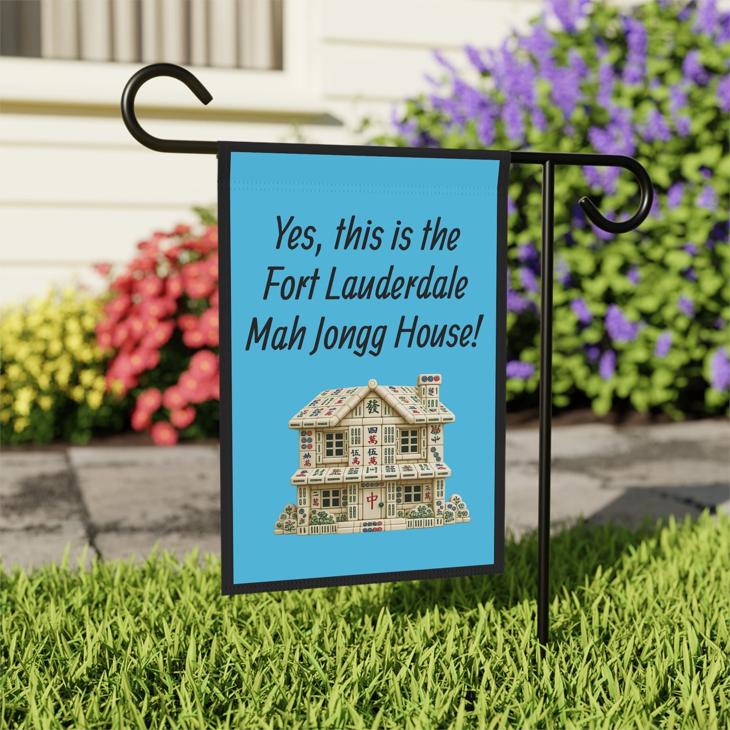 Mah Jongg :"Yes, This Is the Fort Lauderdale Mah Jongg House!" Blue Mah Jongg Flag