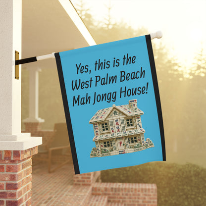 Mah Jongg :"Yes, This Is the West Palm Beach Mah Jongg House!" Blue Mah Jongg Flag