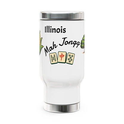 Illinois Mah Jongg travel mug | 14oz stainless steel travel mug with handle