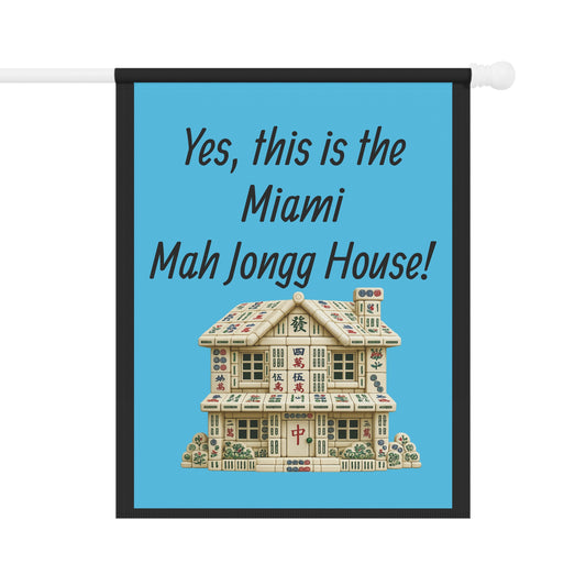 Mah Jongg :"Yes, This Is the Miami Mah Jongg House!" Blue Mah Jongg Flag