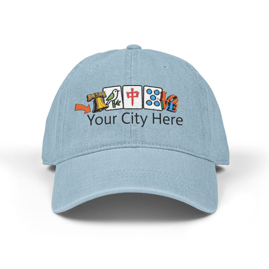 City Mah Jongg Embroidered  Jean Hat - For MahJong Players
