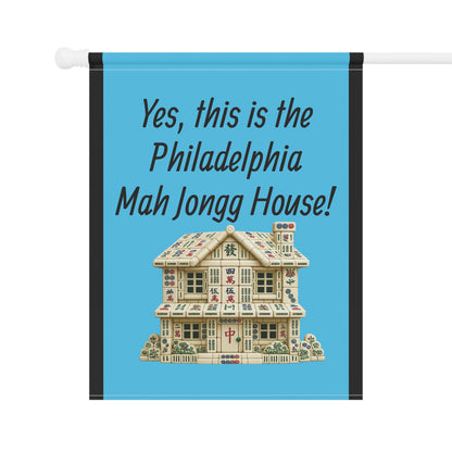 Mah Jongg :"Yes, This Is the Philadelphia Mah Jongg House!" Blue Mah Jongg Flag