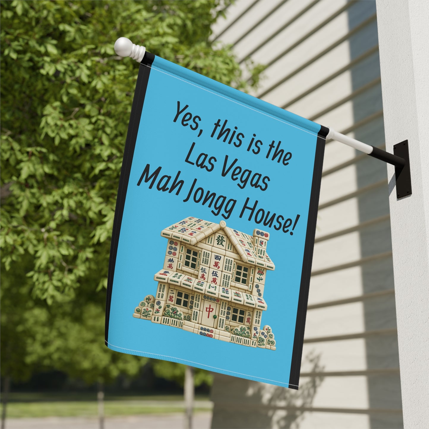 Mah Jongg :"Yes, This Is the Las Vegas Mah Jongg House!" Blue Mah Jongg Flag