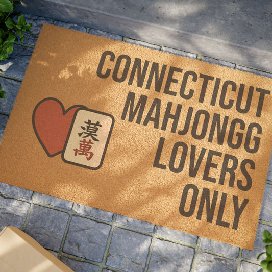 Connecticut Mahjongg Lovers Only Doormat | Customized City, State or Hometown Option - Perfect for Mah Jongg Game Night