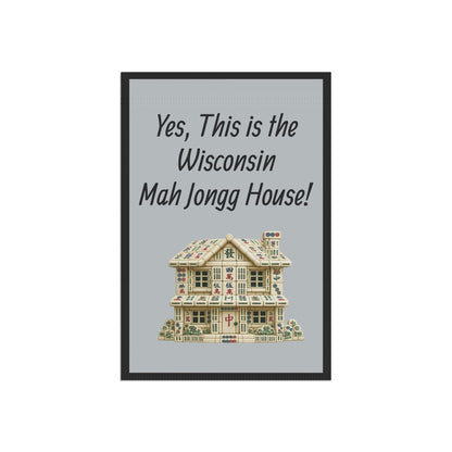 Mah Jongg Flag: "Yes, This Is the Wisconsin Mah Jongg House!"-  Gray Outdoor Flag